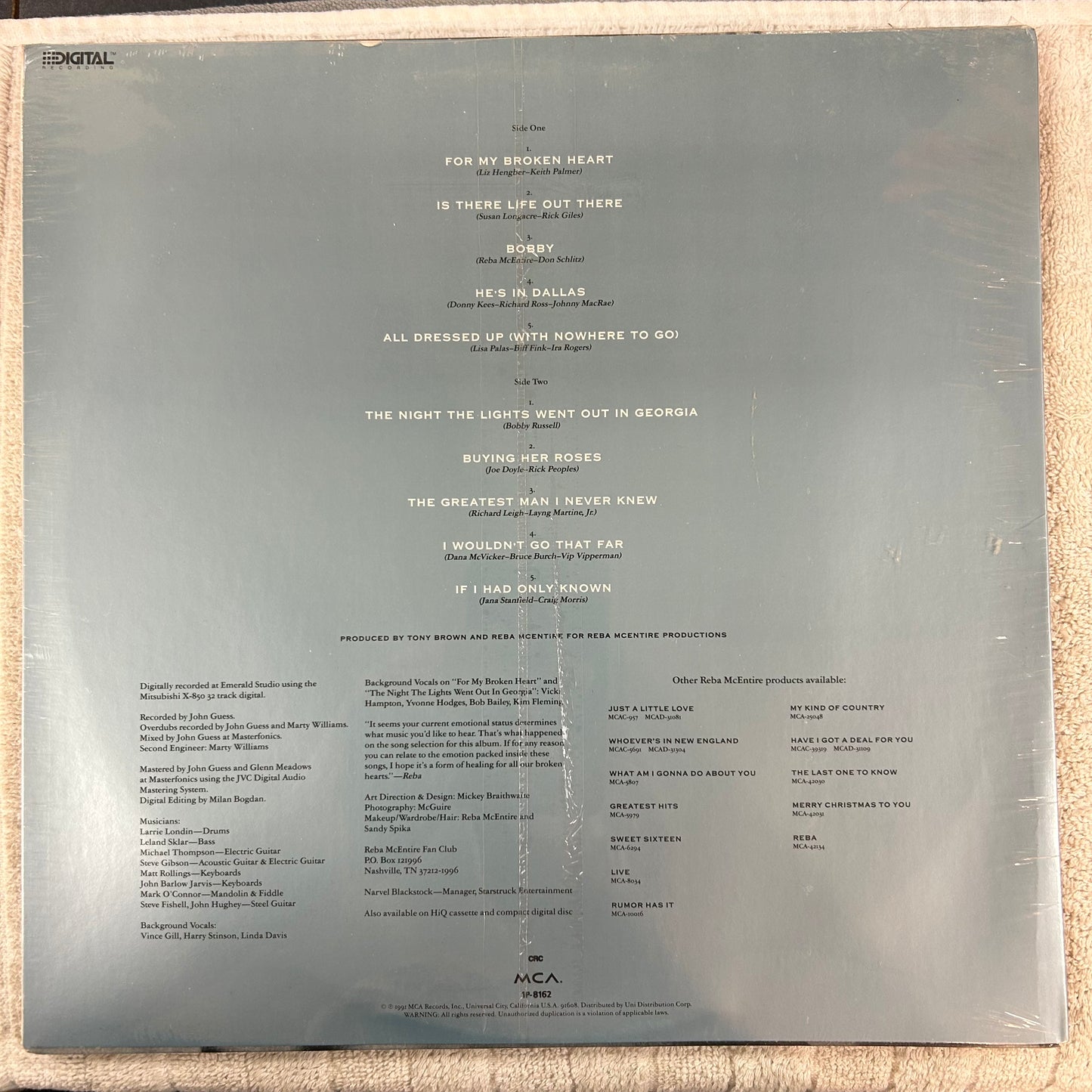 MCENTIRE, REBA = FOR MY BROKEN HEART (US 1991) (SEALED)
