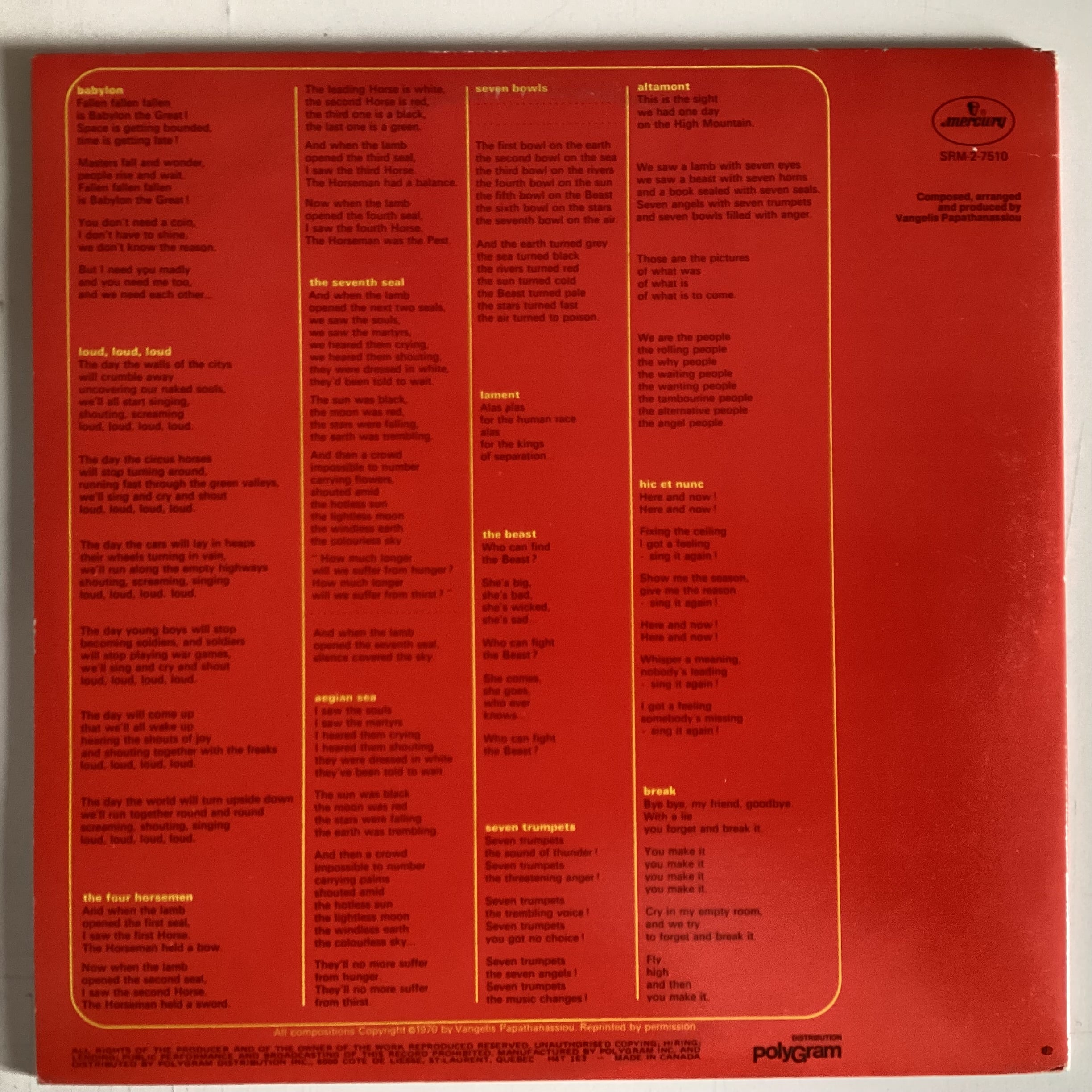 APHRODITE’S CHILD = 666 (CDN 1980s REISSUE) (USED)