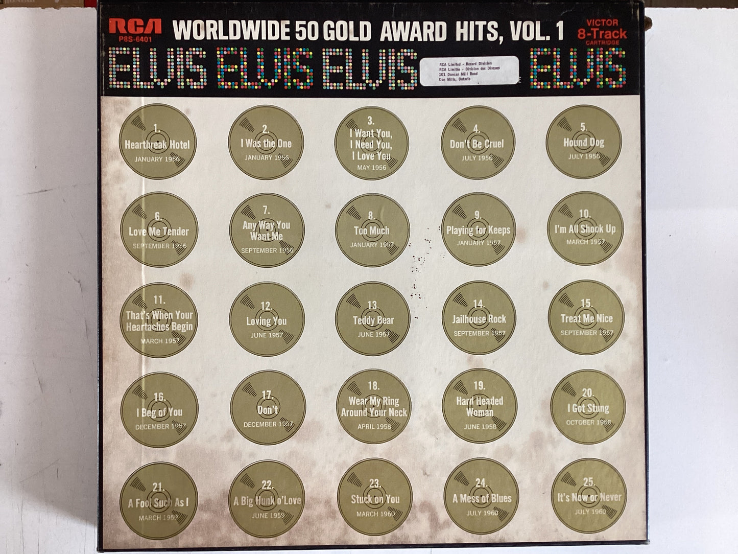 PRESLEY, ELVIS = WORLDWIDE 50 GOLD HITS VOL 1 (CDA 1970S) (USED 8 TRACK TAPE)