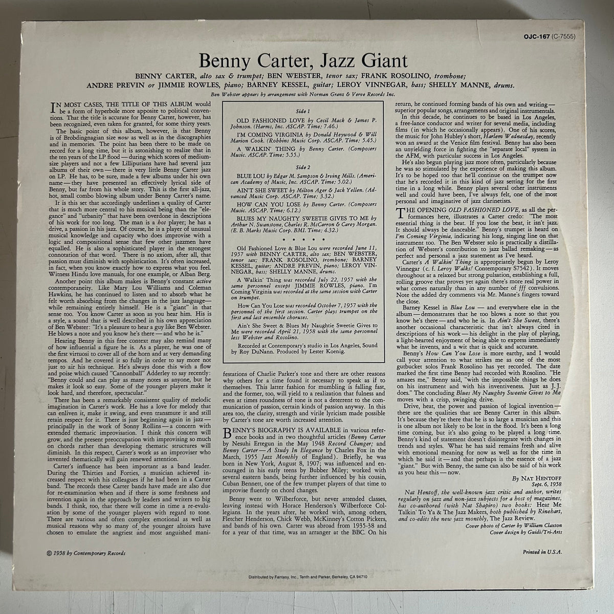 CARTER, BENNY = JAZZ GIANT [OJC] (USA 1984) (USED)