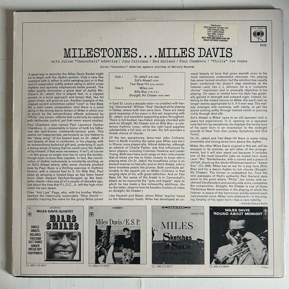 DAVIS, MILES = MILESTONES (USA 1976 REISSUE) (USED)