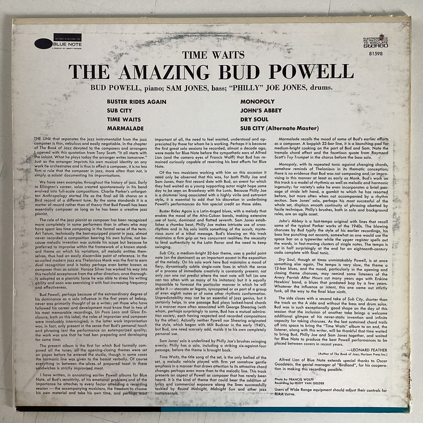 POWELL, BUD = TIME WAITS (US 1970) (USED)