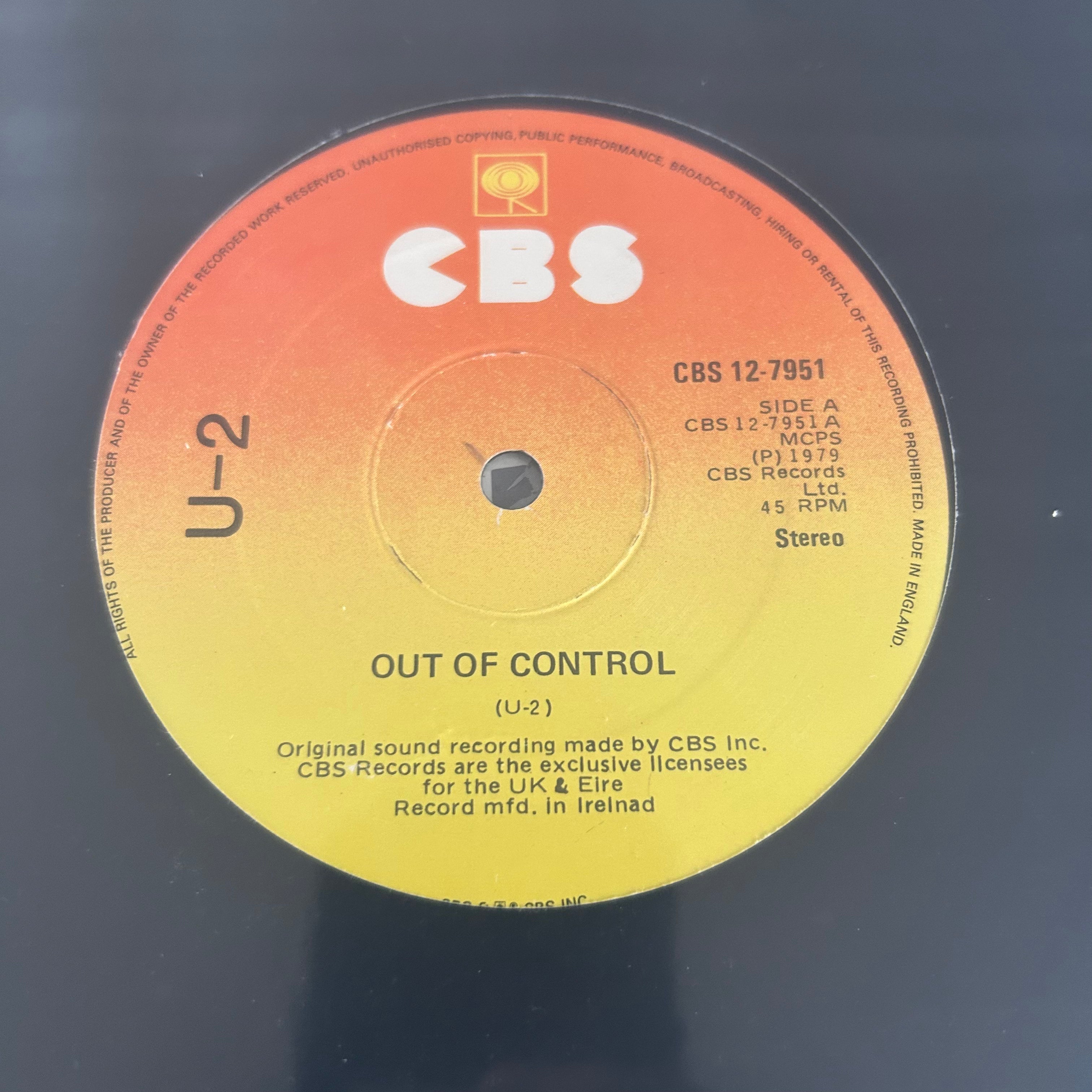 U2 = OUT OF CONTROL (12 IN.) (IRELAND 1980s REISSUE) (USED)